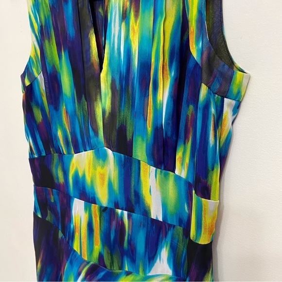 CALVIN Klein dress woven Aline multicolored chiffon fit&flair sleeveles summer 4 - Picture 6 of 16